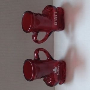 4/$80 New Red Hockey Skate Shaped Beer Mugs - Set of 2
